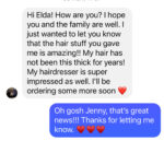 Jenny Testimonial Text for hair growth with Verihair